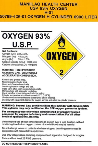 Oxygen Canister Label (Mannilaq Oxygen Label)